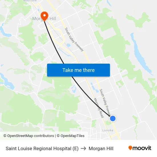 Saint Louise Regional Hospital (E) to Morgan Hill map