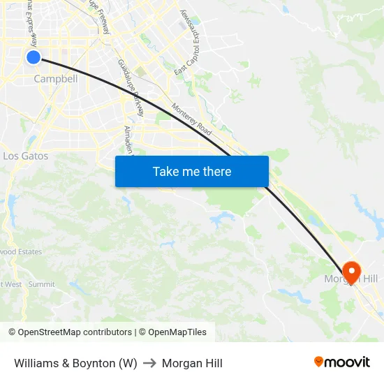 Williams & Boynton (W) to Morgan Hill map