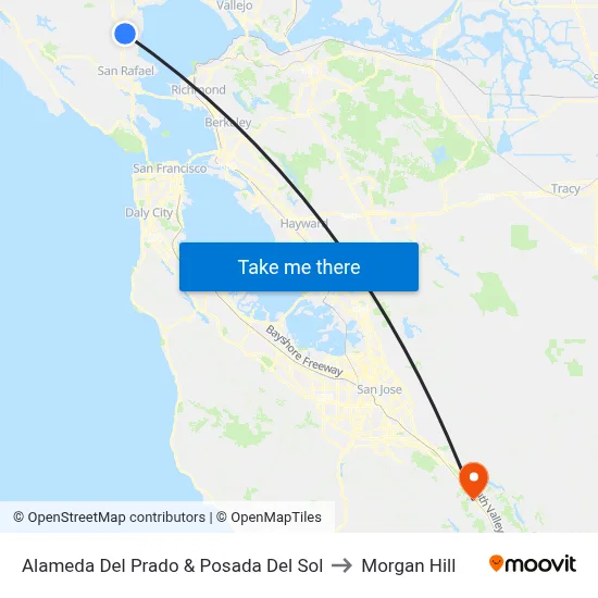 Alameda Del Prado & Posada Del Sol to Morgan Hill map