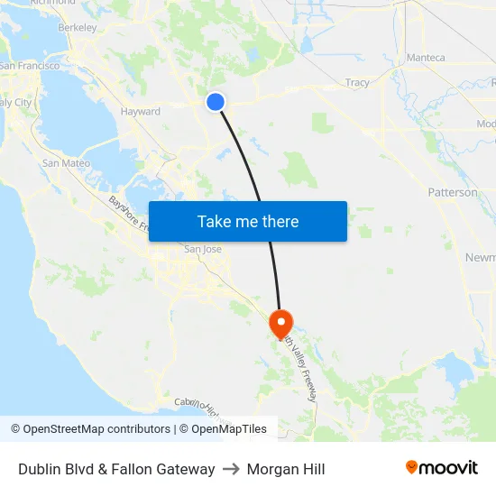 Dublin Blvd & Fallon Gateway to Morgan Hill map