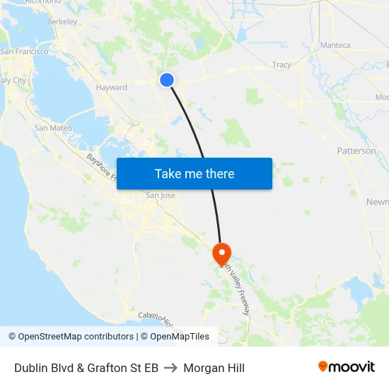 Dublin Blvd & Grafton St EB to Morgan Hill map