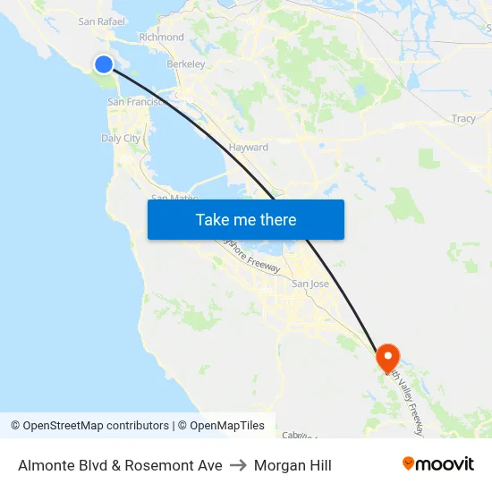 Almonte Blvd & Rosemont Ave to Morgan Hill map