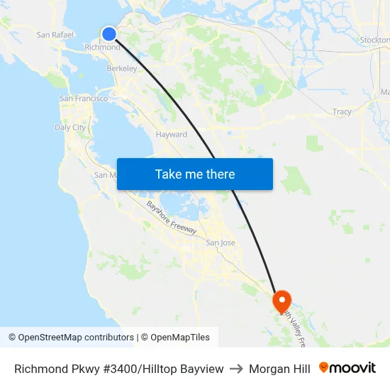 Richmond Pkwy #3400/Hilltop Bayview to Morgan Hill map