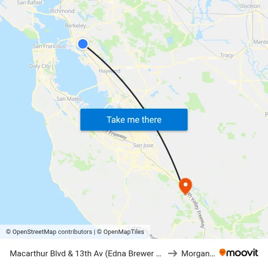 Macarthur Blvd & 13th Av (Edna Brewer Middle Sch.) to Morgan Hill map