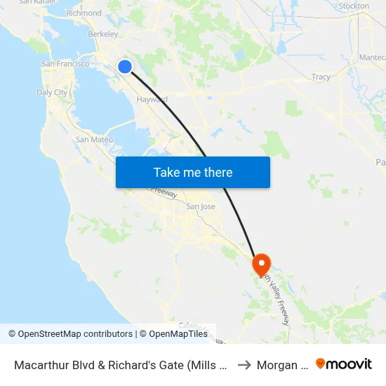 Macarthur Blvd & Richard's Gate (Mills College) to Morgan Hill map