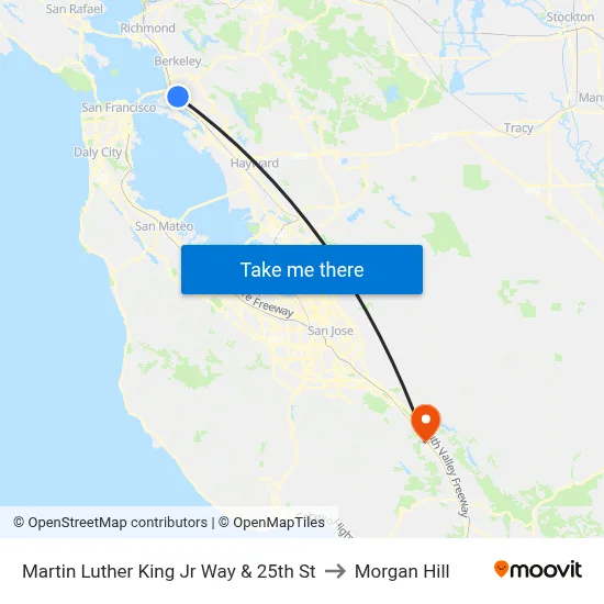 Martin Luther King Jr Way & 25th St to Morgan Hill map