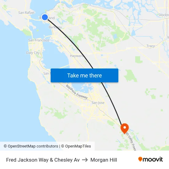 Fred Jackson Way & Chesley Av to Morgan Hill map