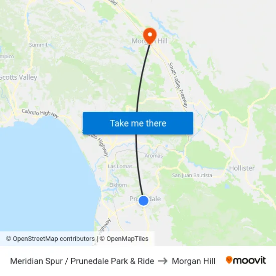 Meridian Spur / Prunedale Park & Ride to Morgan Hill map
