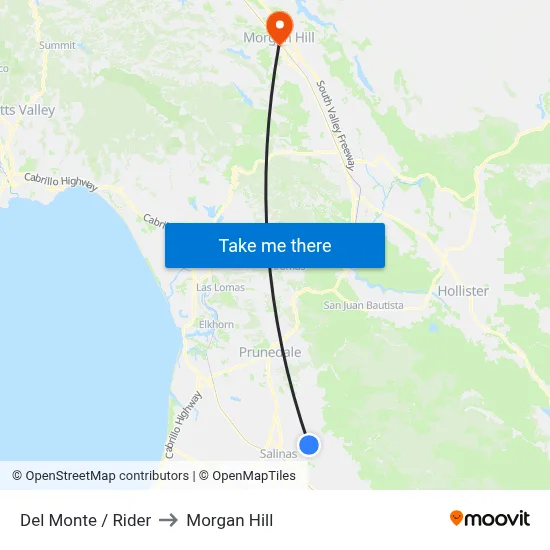 Del Monte /  Rider to Morgan Hill map