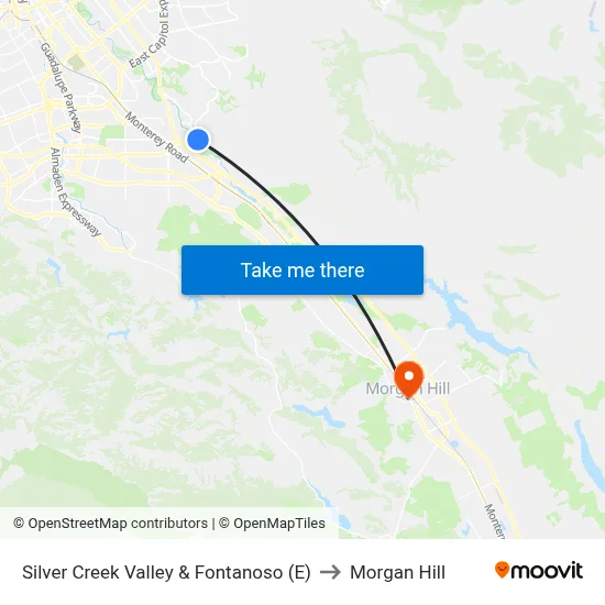 Silver Creek Valley & Fontanoso (E) to Morgan Hill map