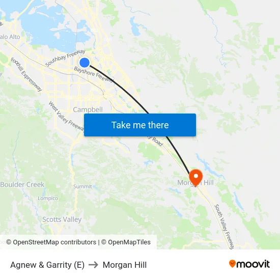 Agnew & Garrity (E) to Morgan Hill map