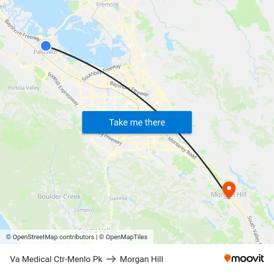Va Medical Ctr-Menlo Pk to Morgan Hill map