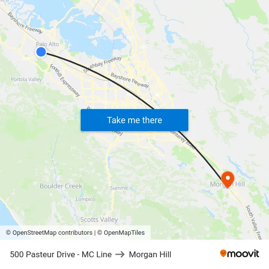 500 Pasteur Drive - MC Line to Morgan Hill map