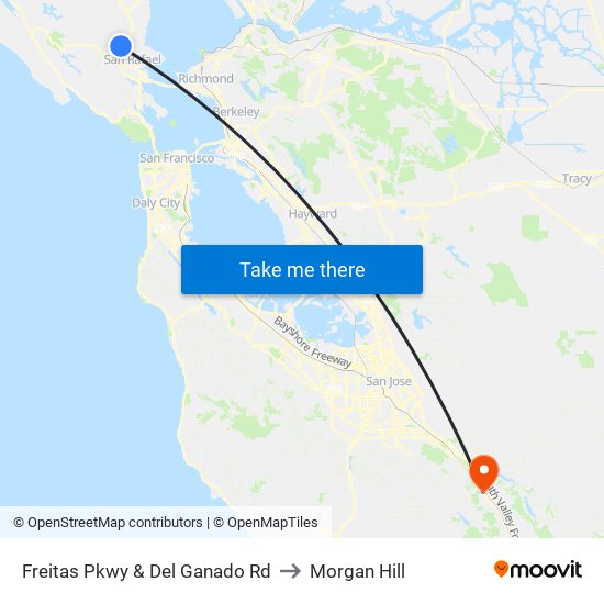 Freitas Pkwy & Del Ganado Rd to Morgan Hill map