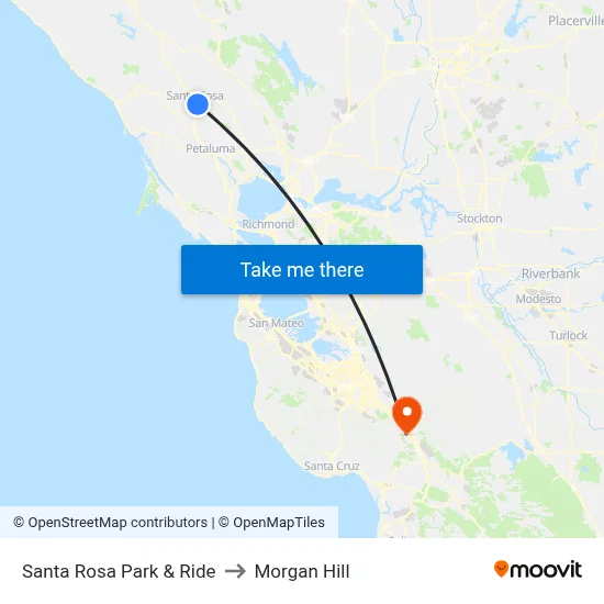 Santa Rosa Park & Ride to Morgan Hill map