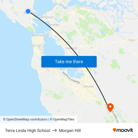 Terra Linda High School to Morgan Hill map