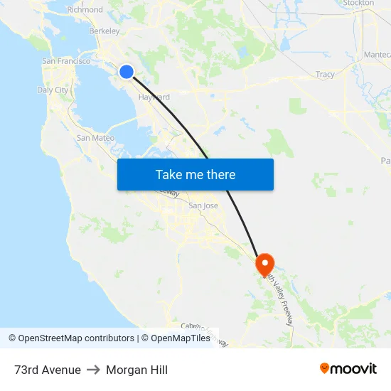 73rd Avenue to Morgan Hill map