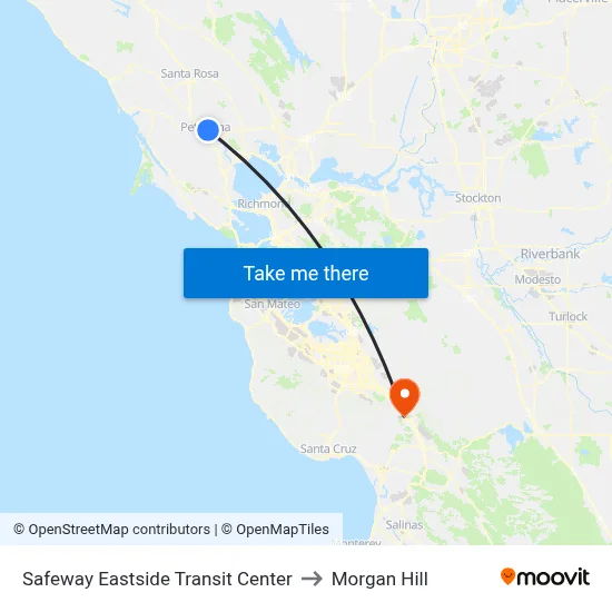 Safeway Eastside Transit Center to Morgan Hill map