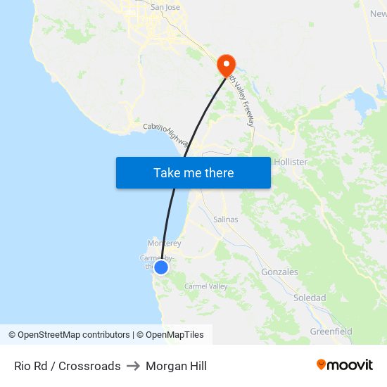 Rio Rd / Crossroads to Morgan Hill map