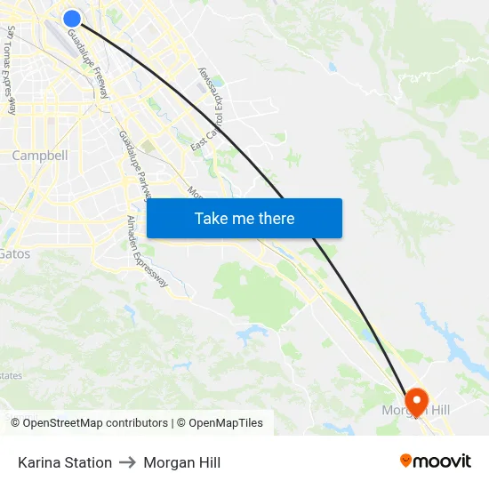 Karina Station to Morgan Hill map