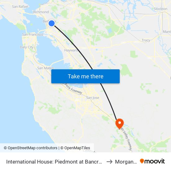 International House: Piedmont at Bancroft (South) to Morgan Hill map