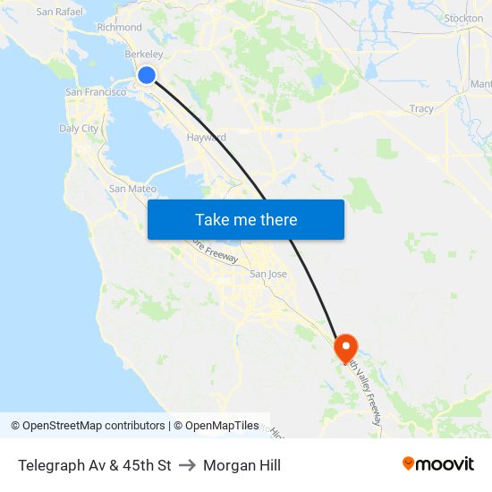 Telegraph Av & 45th St to Morgan Hill map