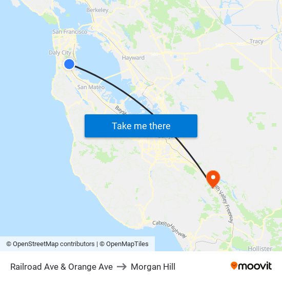 Railroad Ave & Orange Ave to Morgan Hill map