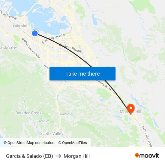 Garcia & Salado (EB) to Morgan Hill map