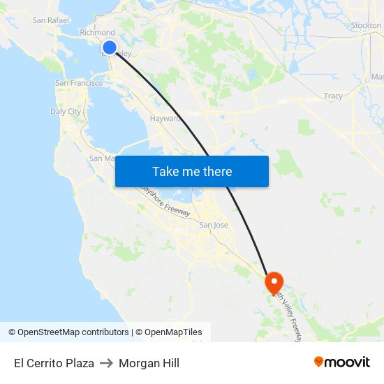 El Cerrito Plaza to Morgan Hill map