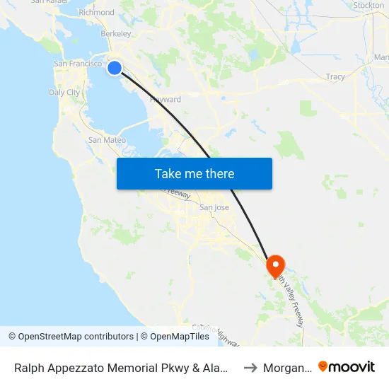 Ralph Appezzato Memorial Pkwy & Alameda College to Morgan Hill map