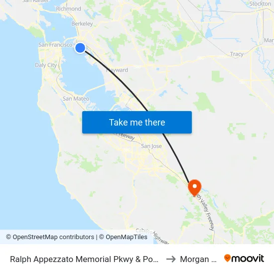 Ralph Appezzato Memorial Pkwy & Poggi St to Morgan Hill map