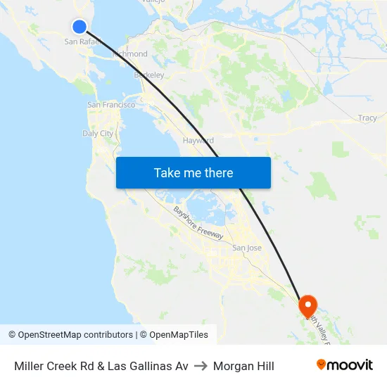 Miller Creek Rd & Las Gallinas Av to Morgan Hill map