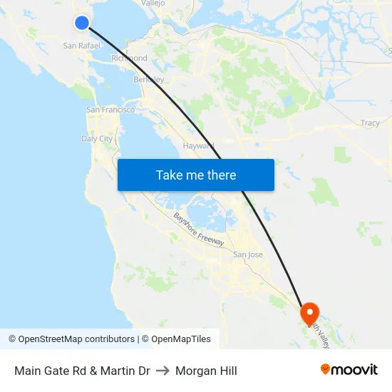 Main Gate Rd & Martin Dr to Morgan Hill map