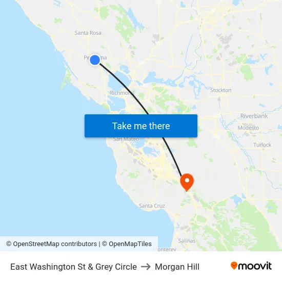 East Washington St & Grey Circle to Morgan Hill map