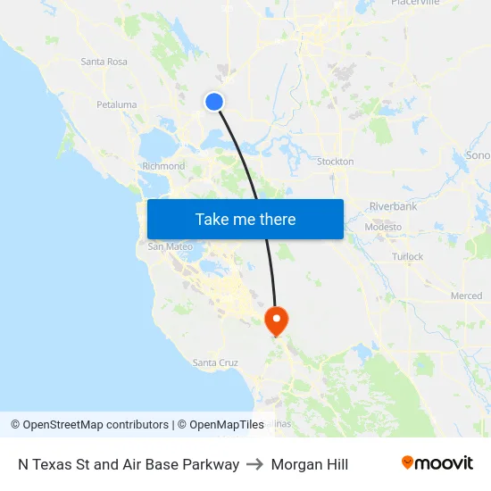 N Texas St and Air Base Parkway to Morgan Hill map