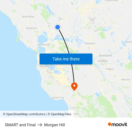 SMART and Final to Morgan Hill map