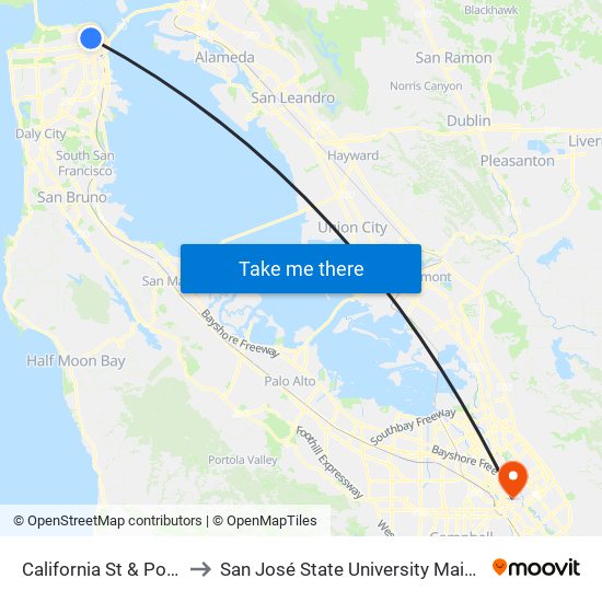 California St & Powell St to San José State University Main Campus map