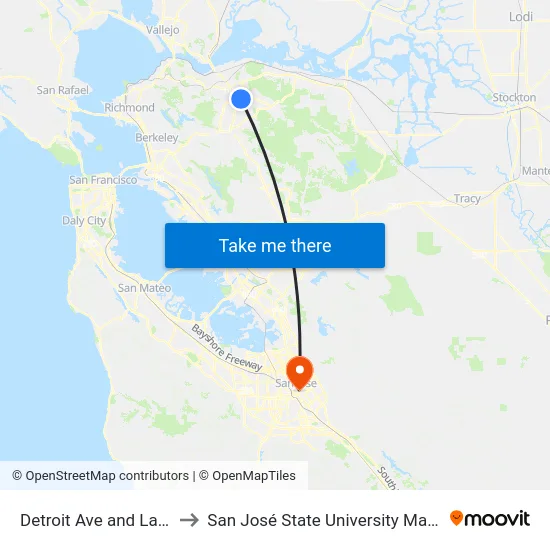 Detroit Ave and Laguna St to San José State University Main Campus map