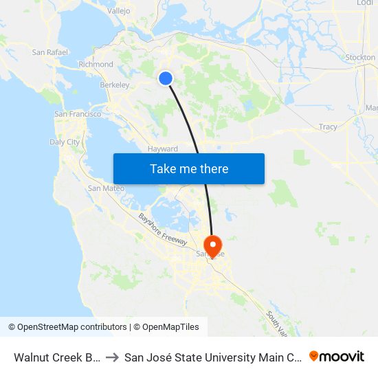 Walnut Creek BART to San Jos State University Main Campus with