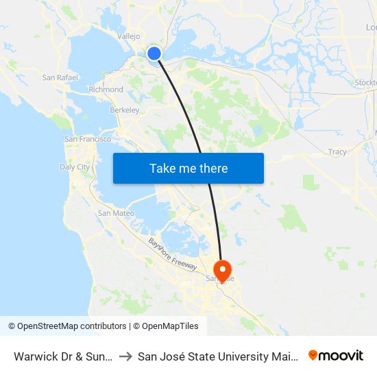 Warwick Dr & Sunrise Ct to San José State University Main Campus map