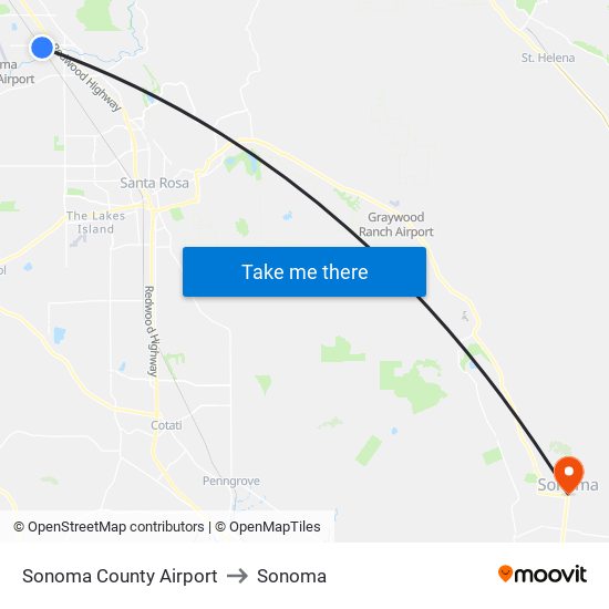 Sonoma County Airport to Sonoma map