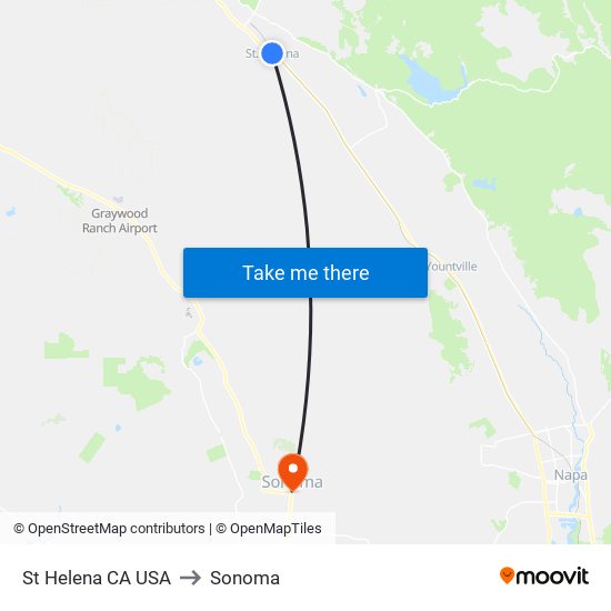 St Helena CA USA to Sonoma map