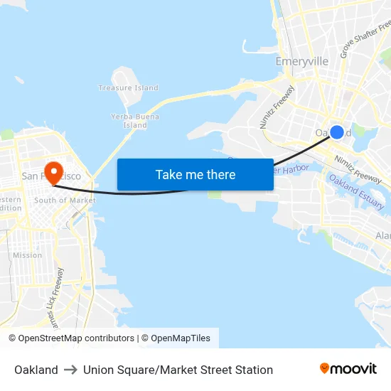 Oakland to Union Square / Market Street Station map