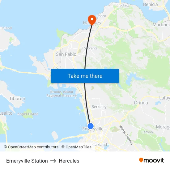 Emeryville Station to Hercules map