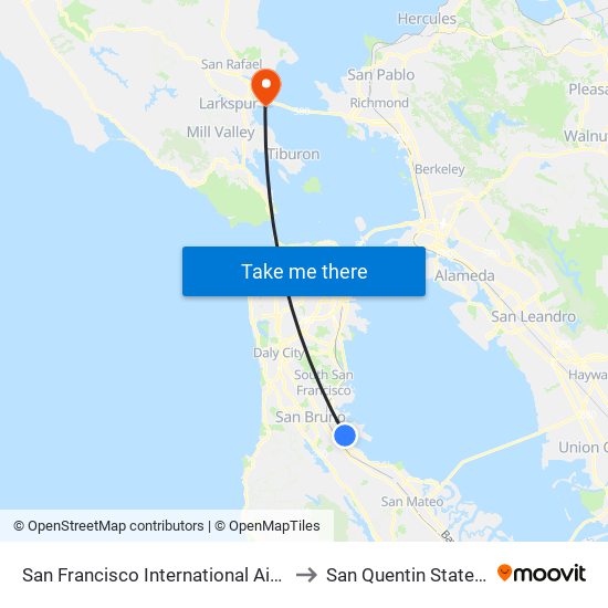 San Francisco International Airport (Sfo) to San Quentin State Prison map