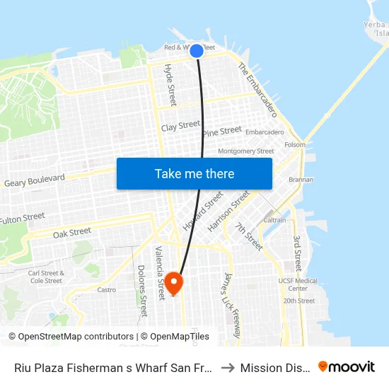 Riu Plaza Fisherman s Wharf San Francisco to Mission District map
