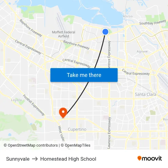 Sunnyvale to Homestead High School map