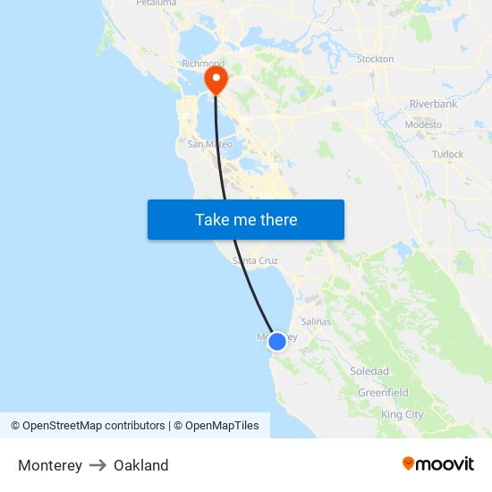 Monterey to Oakland map