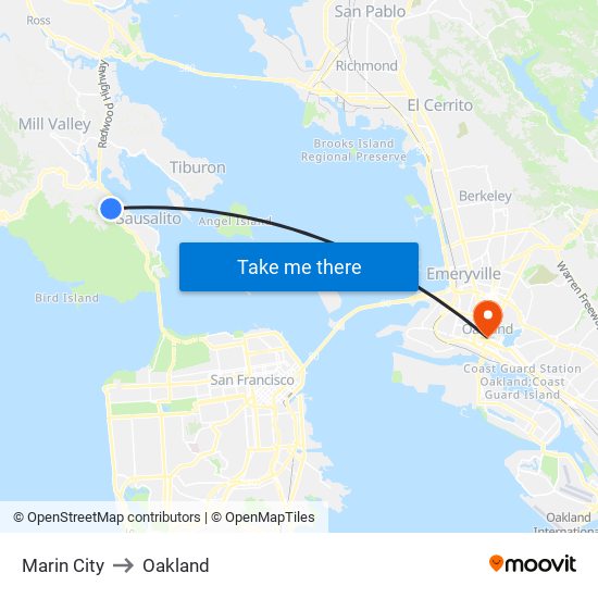 Marin City to Oakland map