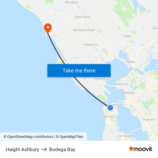 Haight Ashbury to Bodega Bay map